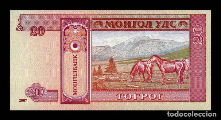 Billetes extranjeros: Mongolia 20 Tugrik 2007 Pick 63d SC UNC - Foto 2
