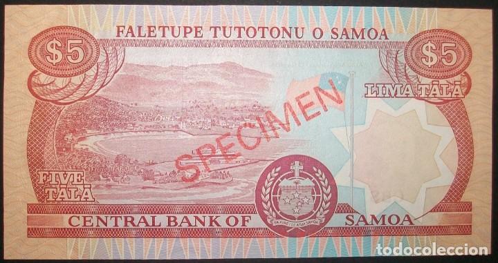 Billetes extranjeros: SAMOA. 5 Tala. (2002). Specimen N&ordm; 0482. Pick:33. SC/UNC - Foto 2