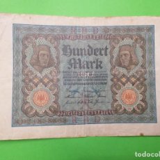 Billetes extranjeros: BILLETE DE ALEMANIA,100 MARCOS, 1920, BC,(VER FOTOS). Lote 301483298