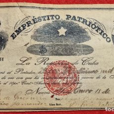 Billetes extranjeros: BILLETE EMPRESTITO PATRIOTICO 25000 PESOS CUBA NEW YORK 1854 SERIE H LEER DESCRIPCION