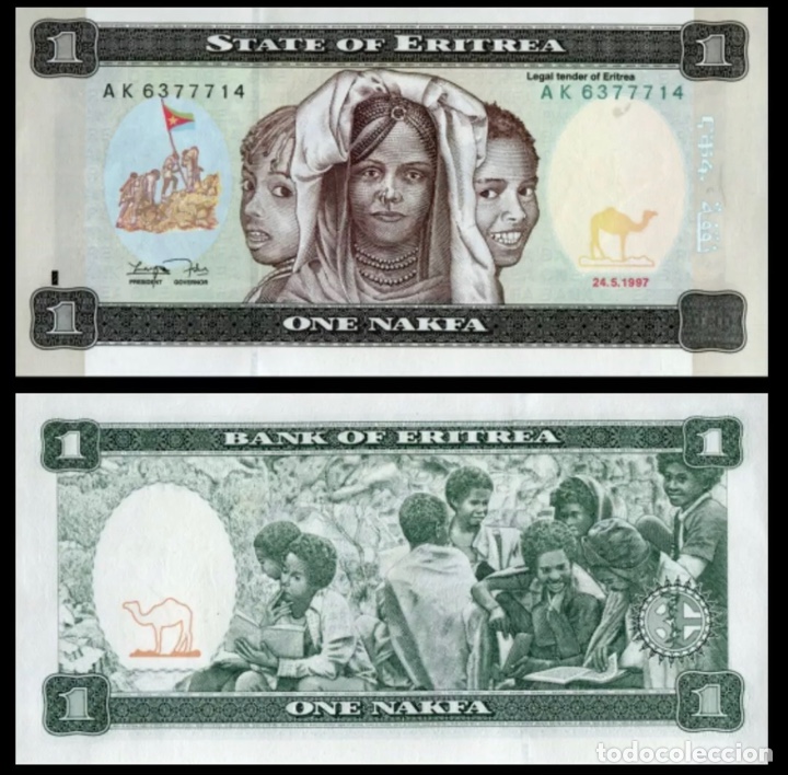 Billetes extranjeros: Billete ERITREA 1 Nakfa 1997 SC - Foto 1