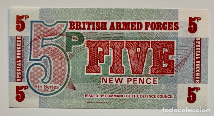 Billetes extranjeros: Billete FUERZA ARMADA BRITANICA 5 Pence (Peniques) 1972 SC. British armed forces