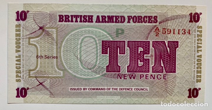 Billetes extranjeros: Billete FUERZA ARMADA BRITANICA 10 Pence (Peniques) 1972 SC. British Armed Forces