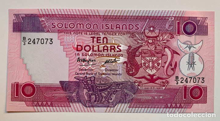 Billetes extranjeros: Billete ISLAS SALOMON 10 Dolares (1986) SC. Solomon Dollars