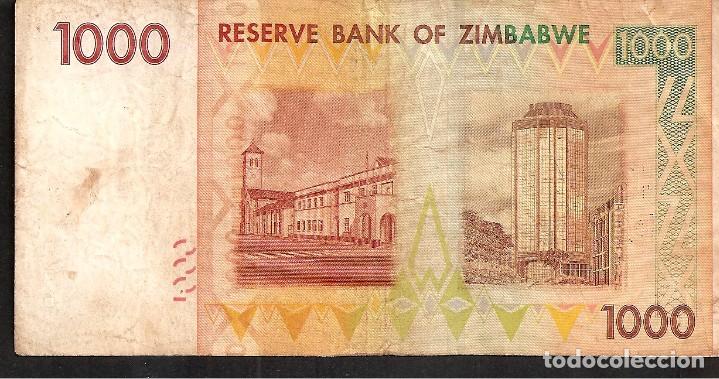 Billetes extranjeros: ZIMBABWE 1000 DOLLARS 2007 - Foto 2