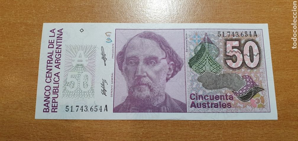 Billetes extranjeros: Argentina 50 australes sc - Foto 1