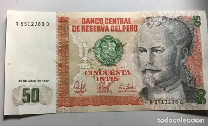 Billetes extranjeros: BILLETE 50 INTIS. PER&Uacute; - Foto 1