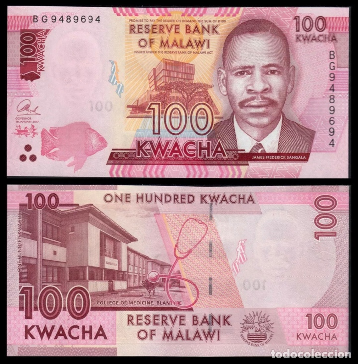 Billetes extranjeros: Billete MALAWI 100 Kwacha 2017 SC - Foto 1