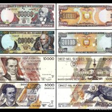 Billetes extranjeros: ECUADOR SET 4 PCS 5000 10000 20000 50000 SUCRES 1999 PICKS 127 A 130 SC / UNC. Lote 307772023
