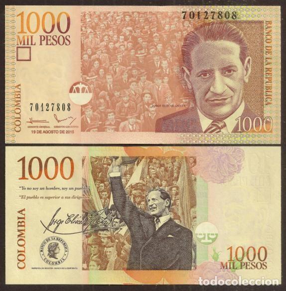 Billetes extranjeros: COLOMBIA. 1000 pesos 2015. S/C