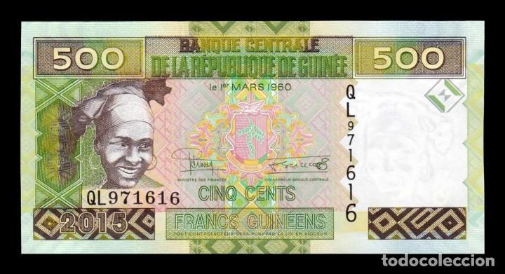 Billetes extranjeros: Guinea 500 Francos 2015 Pick 47a SC UNC - Foto 1
