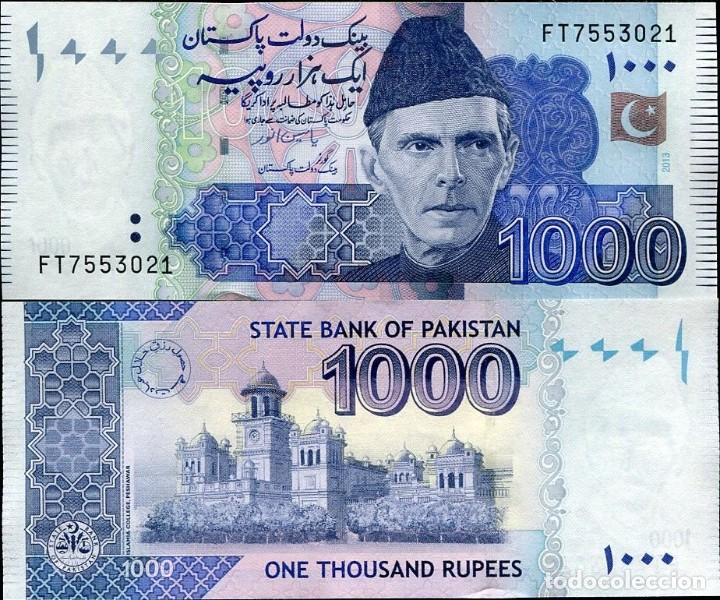 Banconote internazionali: PAKISTAN 1000 RUPIAS 2013 Pick 50 n/s 'FJ2597409' SIN CIRCULAR