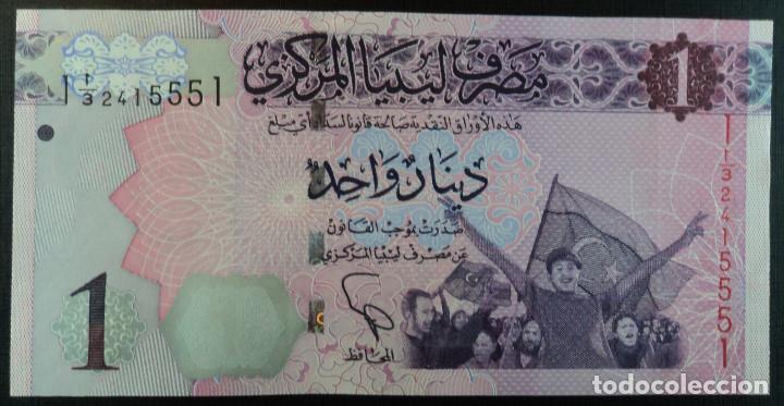 Billetes extranjeros: BILLETE. 1 DINAR, 2013 LIBIA, P-76, S/C-UNC. - Foto 2