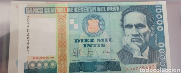 Billetes extranjeros: Billete de Per&uacute; 1986 10000 intis - Foto 1