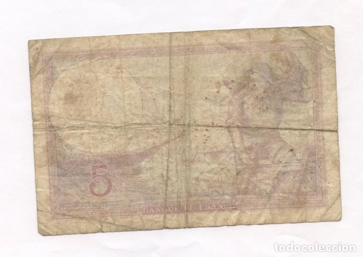 Billetes extranjeros: Billete de 5 francos (Cinq Francs) de 1939 ( usado) - Foto 2 - 312354168