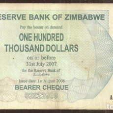 Billets internationaux: ZIMBABWE. 100000 $ 2006. PICK 48 B.. Lote 314040943