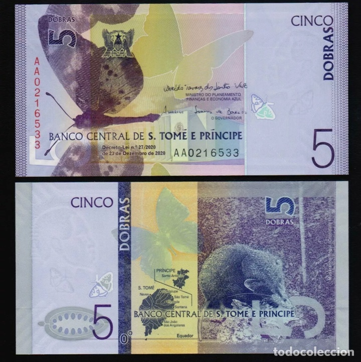 Billetes extranjeros: Billete SANTO TOME & PRINCIPE 5 Dobras 2020 (2021) SC