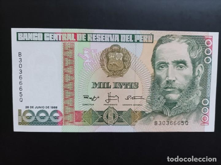 Billetes extranjeros: Billete de Peru de 1000 Intis, a&ntilde;o 1988, Uncirculated - Foto 1
