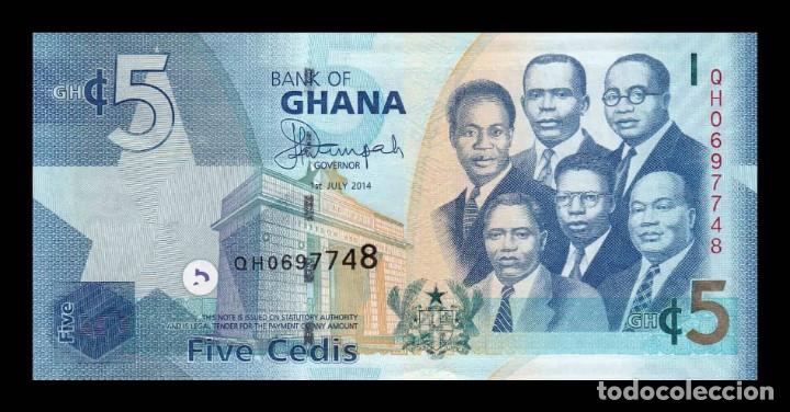 Billetes extranjeros: Ghana 5 Cedis 2014 Pick 38e SC UNC - Foto 1