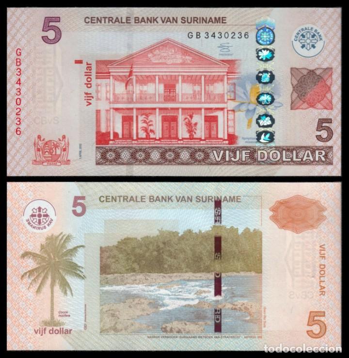 Billetes extranjeros: SURINAME 5 DOLLARS 2012 SC / UNC - Foto 1