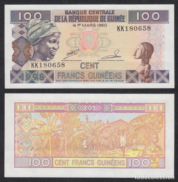 Billetes extranjeros: GUINEA 100 FRANCS 1998 P 35a UNC - Foto 1