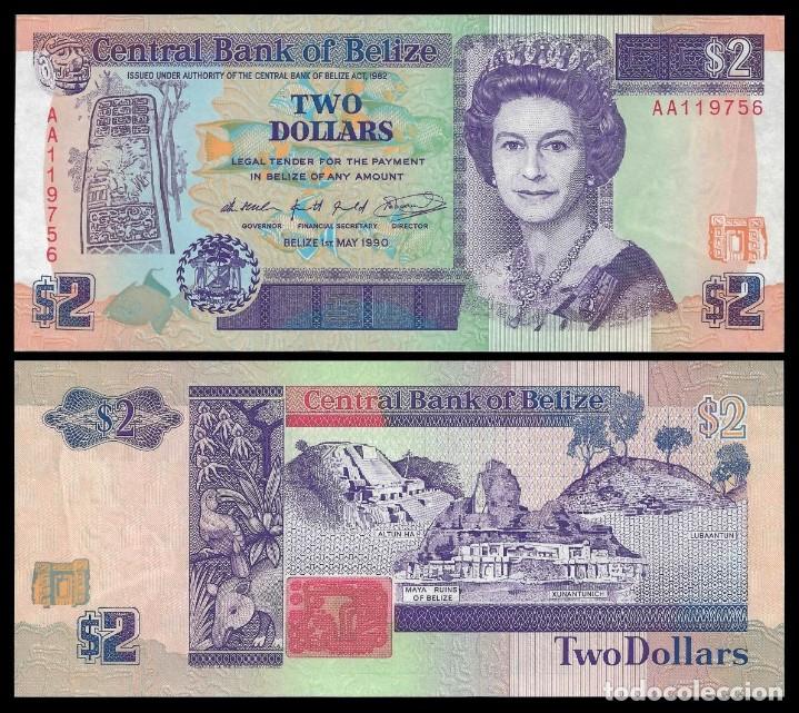 Billetes extranjeros: BELIZE 2 DOLLARS 1990 Pick 52a SC / UNC - Foto 1