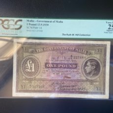 Billetes extranjeros: ONE POUND 1919. GOVERNMENT OF MALTA. Lote 316378423