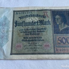 Billetes extranjeros: BILLETE (PLANCHA) 500 MARCOS ALEMANES 1922
