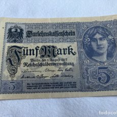 Billetes extranjeros: BILLETE (PLANCHA) 5 MARCOS ALEMANES 1917