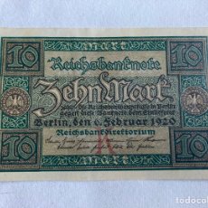 Billetes extranjeros: BILLETE (PLANCHA) 10 MARCOS ALEMANES 1920