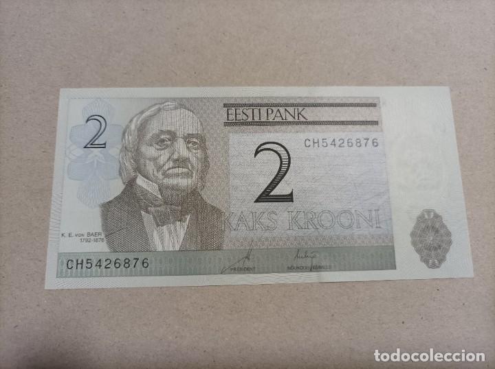 Billetes extranjeros: Billete de Estonia de 2 Krooni, a&ntilde;o 1992, UNCIRCULATED - Foto 1