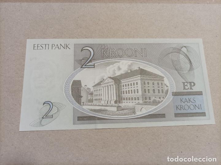 Billetes extranjeros: Billete de Estonia de 2 Krooni, a&ntilde;o 1992, UNCIRCULATED - Foto 2