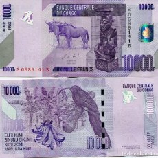 Billetes extranjeros: CONGO 10000 FRANCS 2013 PICK 103B UNC. Lote 317209093