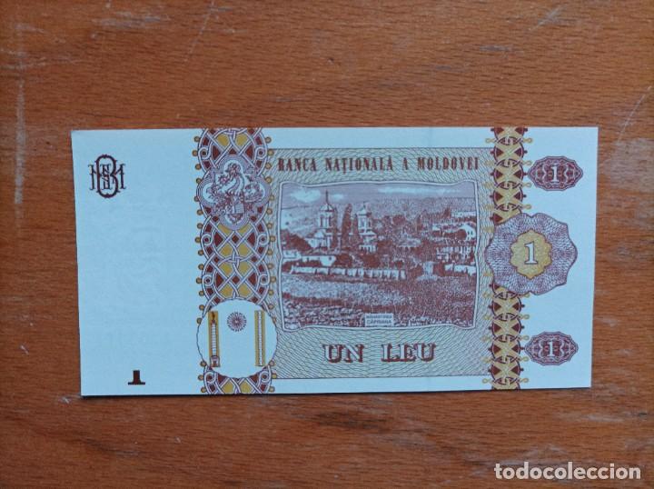 Billetes extranjeros: Billete de Moldavia 1 leu a&ntilde;o 2015, UNCIRCULATED - Foto 2
