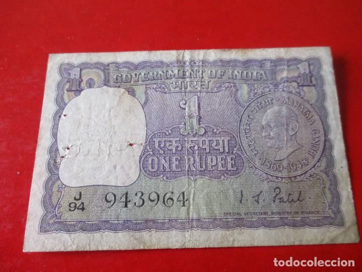 Billetes extranjeros: India. billete de 1 rupia - Foto 1