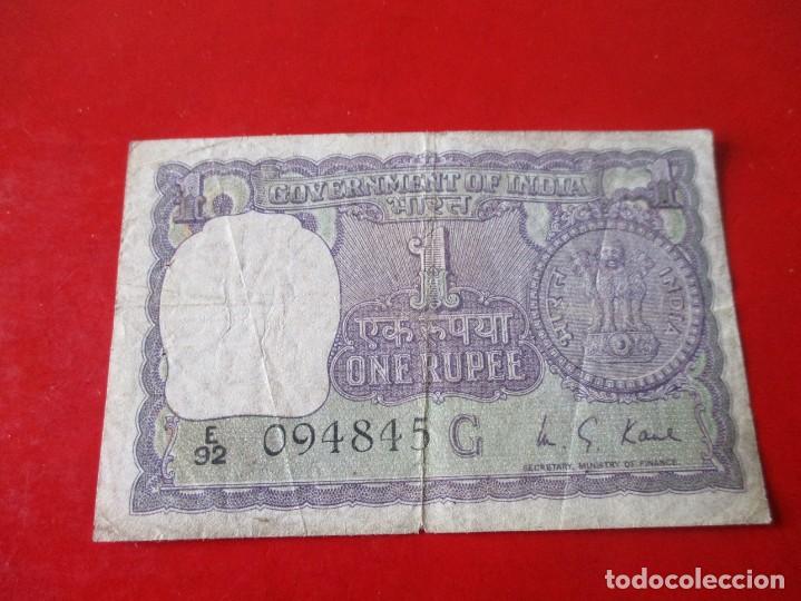 Billetes extranjeros: India. billete de 1 rupia - Foto 1