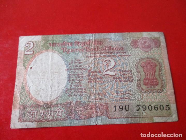 Billetes extranjeros: India. billete de 2 rupias - Foto 2