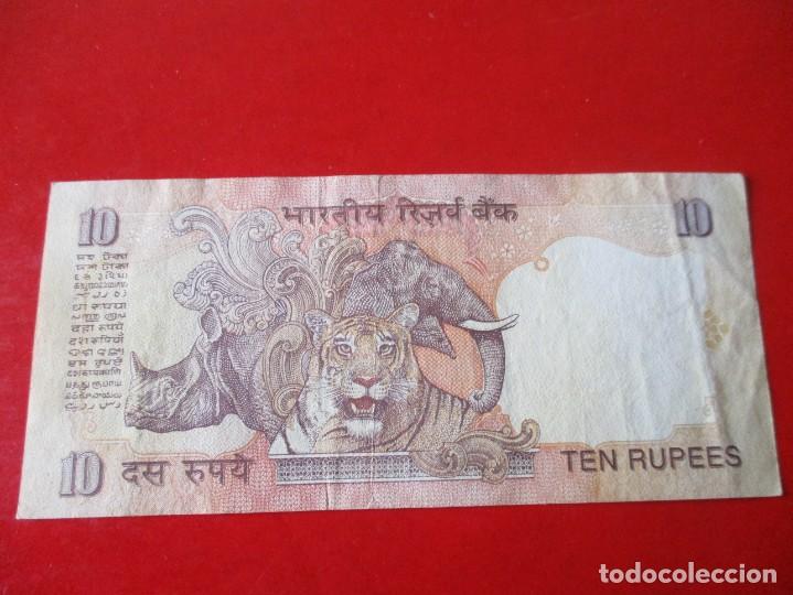 Billetes extranjeros: India. billete de 10 rupias - Foto 2