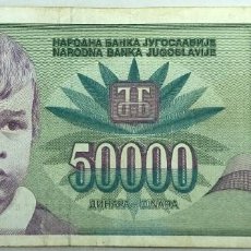 Billetes extranjeros: BILLETE 1992. YUGOSLAVIA. 50.000 DINARES. MBC.. Lote 318040033