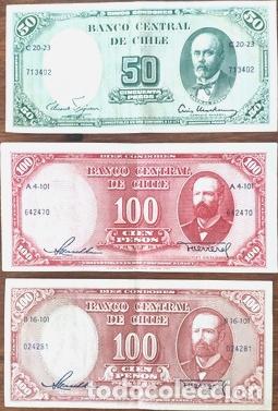 Billetes extranjeros: 3 billetes antiguos de chile impecables - Foto 1