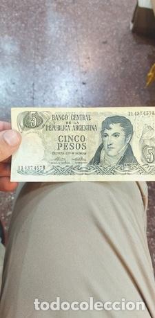 Billetes extranjeros: billete republica argentina cinco pesos - Foto 1