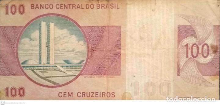 Billetes extranjeros: Billete de Brasil 100 cruzeiros - Foto 2