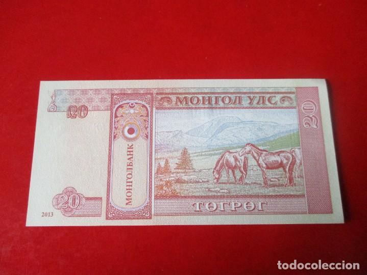 Billetes extranjeros: Mongolia billete de 20 tugrik 2013 sin circular - Foto 2