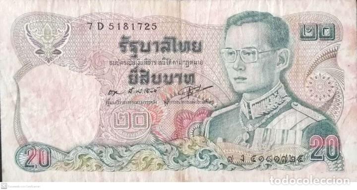 Billetes extranjeros: Billete de 20 Bath de Thailandia - Foto 2