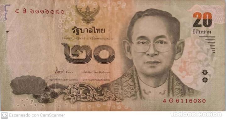 Billetes extranjeros: Billete de 20 Bath de Thailandia - Foto 2