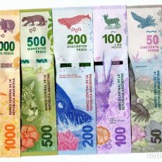 Billetes extranjeros: ARGENTINA SET 6 PCS 20 50 100 200 500 1000 PESOS 2016-2020 PICKS 361 A 366 SC / UNC. Lote 323621773