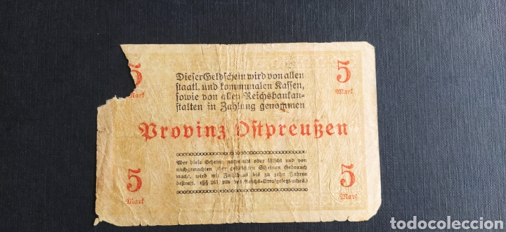 Billetes extranjeros: 5 Mark Marcos Alemania 1918 - Foto 2