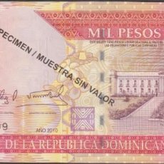 Billetes extranjeros: BILLETES-REP. DOMINICANA 1000 PESOS ORO 2010 - SERIE DC - SPECIMEN - PICK-180S3 (SC)