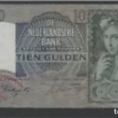 Billetes extranjeros: NETHERLANDS 10 GULDEN 1942 P56B RARO Y ESCASO. Lote 347946018