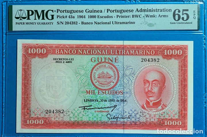 pmg 65 epq portuguese guinea 1000 escudos 1964 - Buy Old